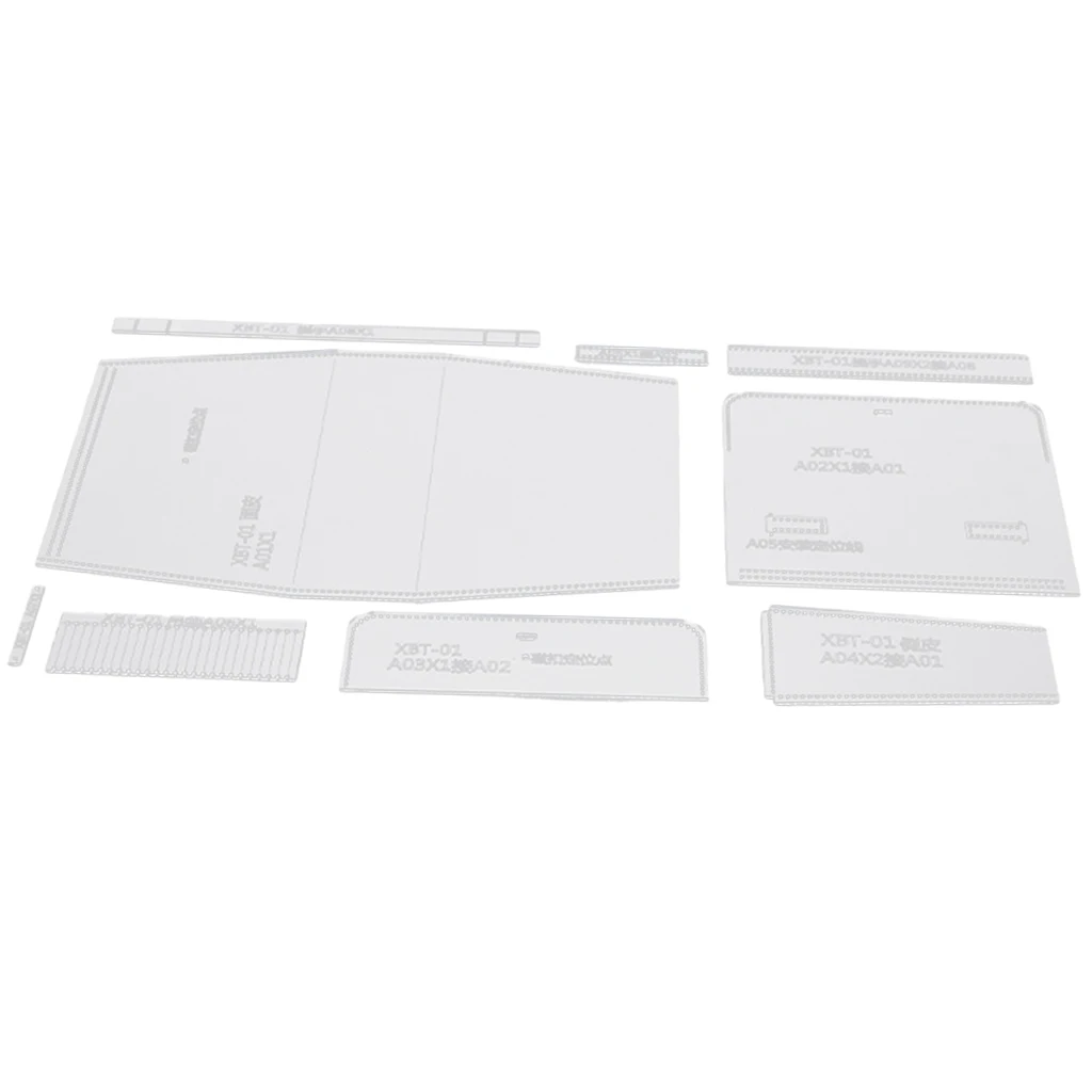 9pcs/set Handmade Acrylic Handbag Pattern Mould Stencil Template Set Leather Handcrafts