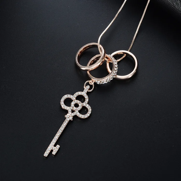 BYSPT хрустальный ключ ожерелья для женщин модные золотые/серебряные цепочки ожерелья и подвески Colar известная марка ювелирных изделий