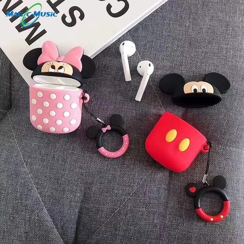 Мягкий силиконовый чехол с милым мультяшным Микки и Минни для Apple Airpods