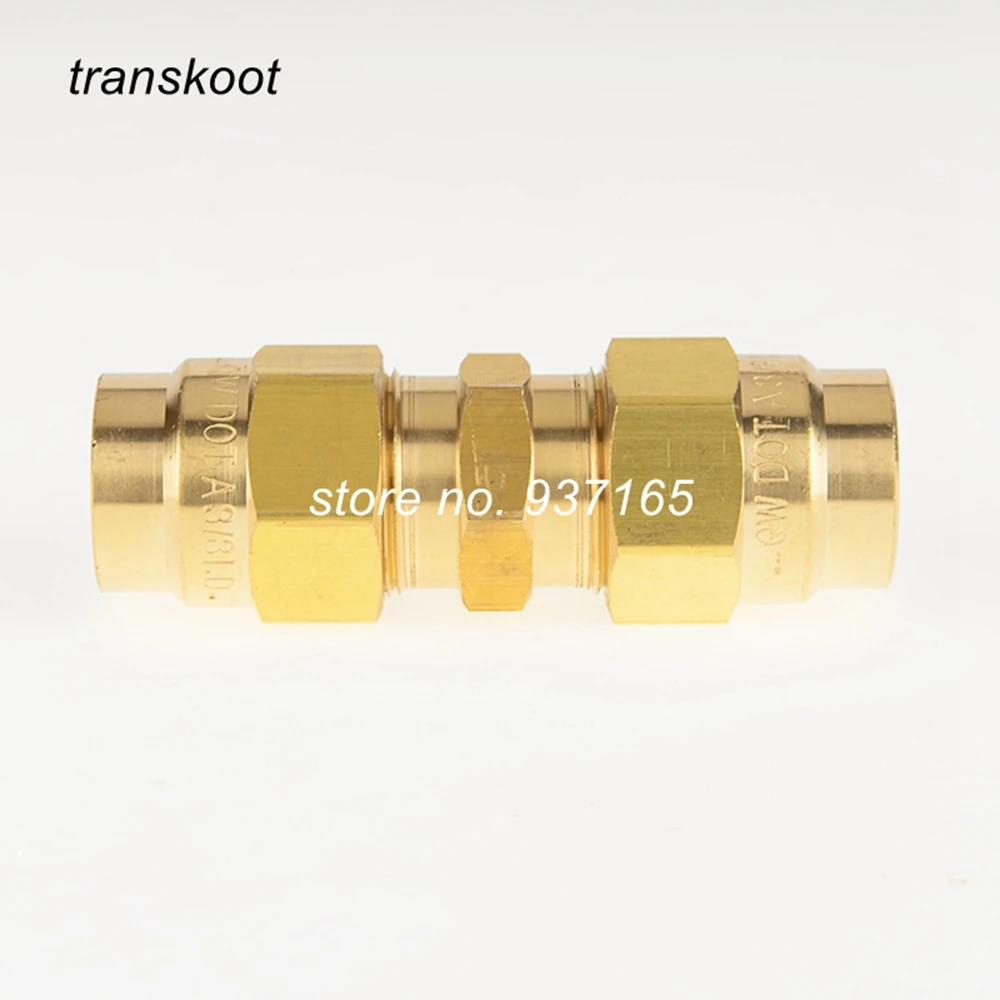 2pcs DOT Brass Air Brake Hose Ends, DOT Brass Union with Tube O.D 3/8