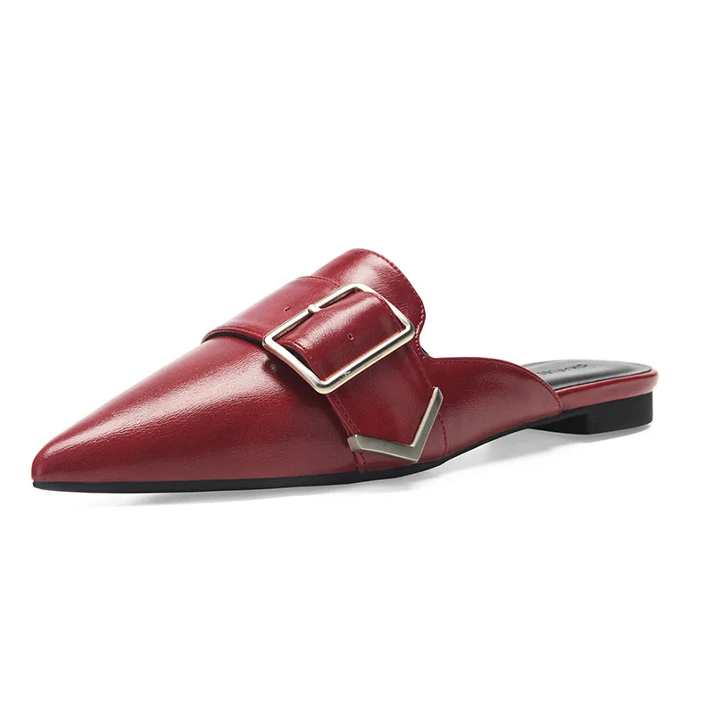 

Summer flat sole square button flat heel fashion womens shoes mules shoes women luxury shoes women designers