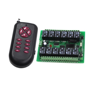 

DC 12V 24V 12CH RF Wireless Remote Control Switch System Remote Light Switch Radio Relay Receiver Module + Transmitter