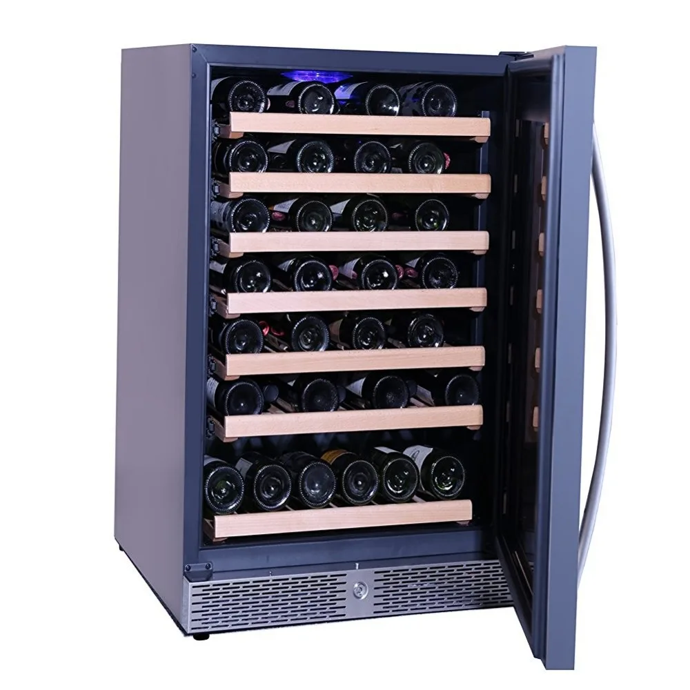 

Smad 46 Bottle Single Zone Compressor Wine Cooler with Wooden Shevles-Stainless Steel NEW Built-In Fridge