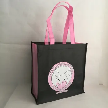 

1000pcs/lot Hot Sale Fashionable Reusable Black and Pink Non Woven Shopping Bag for Shoes Boutiques Clothes Ads Free Shipping