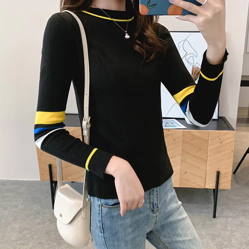 

Korean Knitted Womens Sweaters O-Neck Striped Women Sweaters and Pullovers Knit Long Sleeve Sweater Women Oversized Sweater