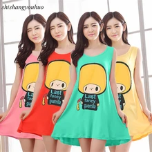 2017 Women Nightgowns New Summer Home Clothes Fashion Sleeveless Character Mini Lounge Skirts Casual Spaghetti Strap Sleepshirts