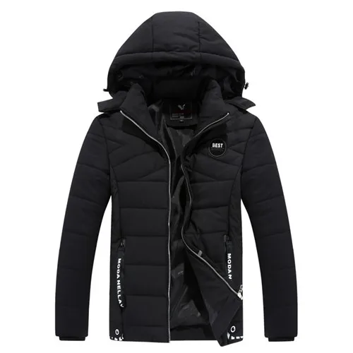 TLZC, осенние мужские теплые пальто с хлопковой подкладкой, Мужская утолщенная куртка с капюшоном размера плюс L-4XL,, зимние мужские ветровки, ветрозащитные - Цвет: Black