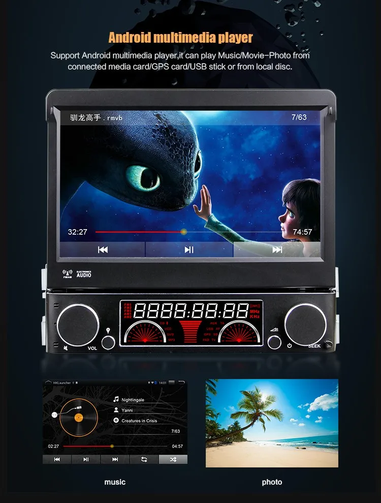 Sale Euanvi Quad Core 2G RAM 1 Din Android 6.0 Car DVD Player Radio Stereo Universal with GPS Navi Bluetooth Multimedia System 4G 10