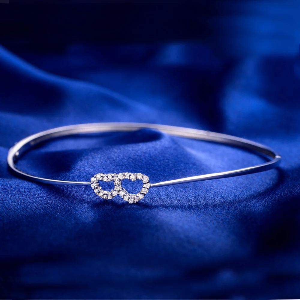 

0.23ct white gold bracelet for women South Africa round natural diamond bracelet bracelet genuine diamond jewelry heart jewelry