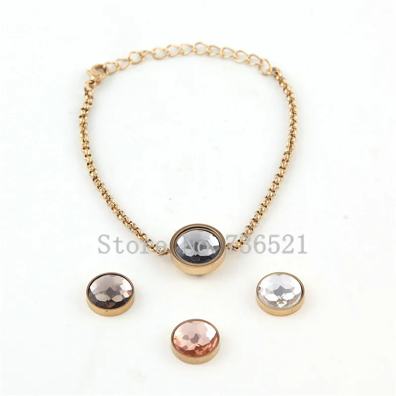 Lujo 21 cm nuevo cambio pulseras con cristal intercambiable Moneda de acero inoxidable joyería de la alta manera 4 unids/lote Lujo 21 cm nuevo cambio pulseras con cristal intercambiable Moneda de acero inoxidable joyería de la alta manera 4 unids/lote