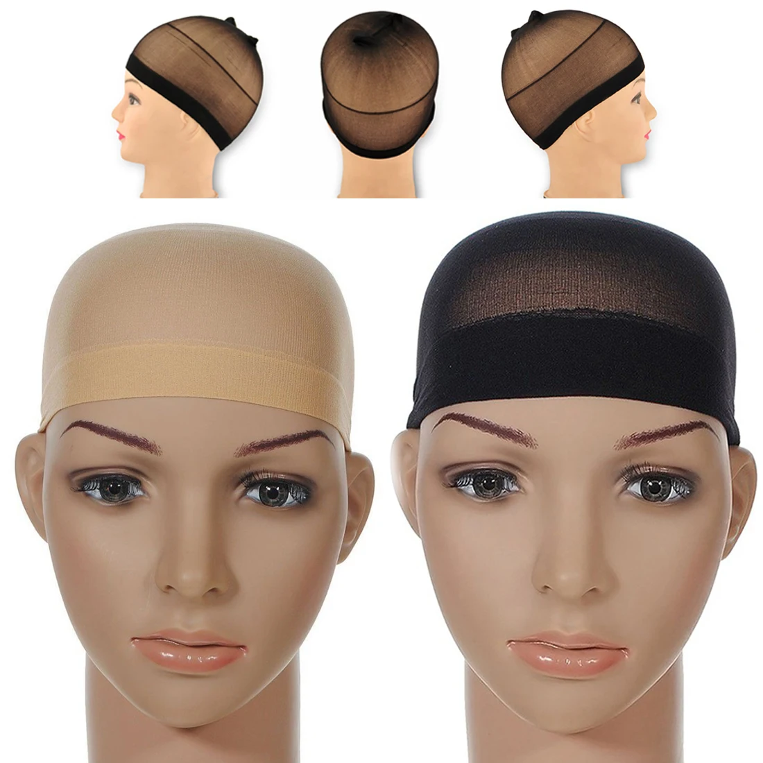 High-Elastic Cloth Hair Mesh Wig Cap Hair Wig Nets Liner Hairnet Wig Cap Stretchable Wig Net Cap Hair Styling Tools 2Pcs