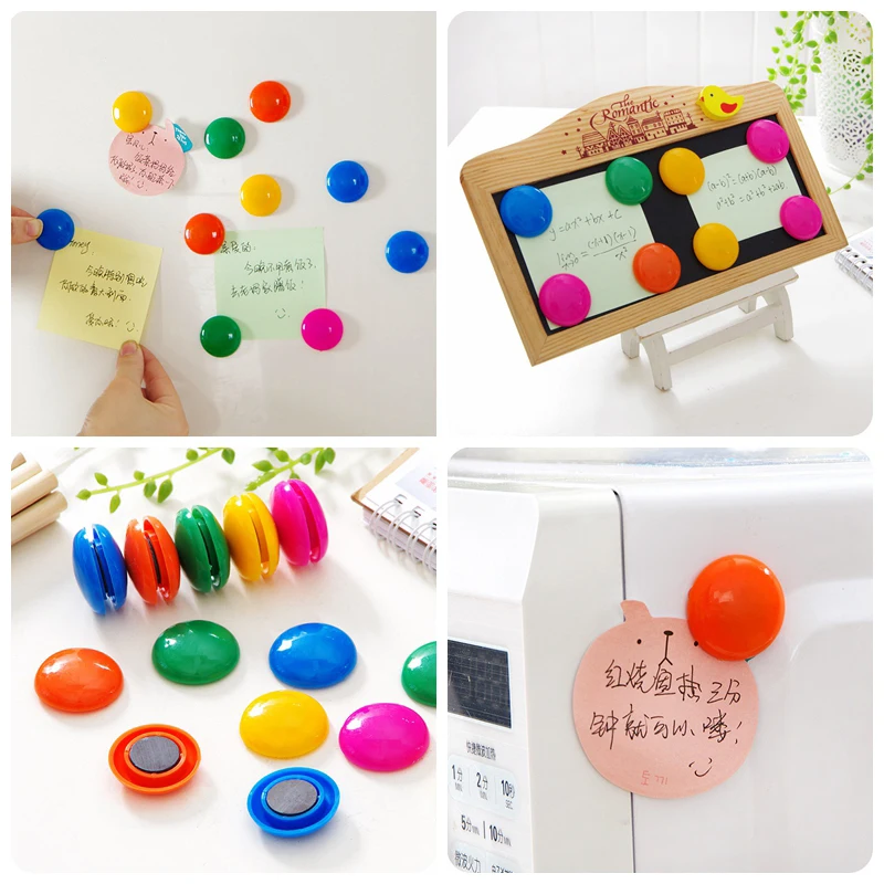 20pcs/ot coloured round shape whiteboard clip white board buttom refrigerator fridge