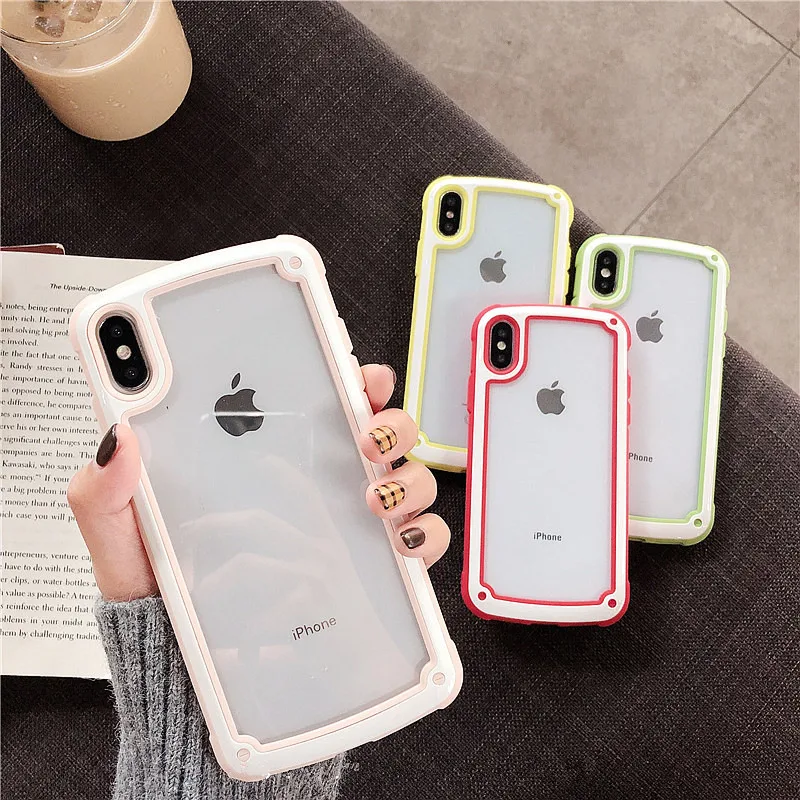 

Candy color bumper for iphone 6 6s plus simple transparent antiknock soft case cover for iphone xr x xsmax 7 8 plus phone 7 case
