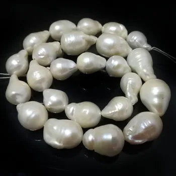 

16 inches 15-20mm AA+ White Natural Nucleated Large Raindrop Baroque Pearl Loose Strand
