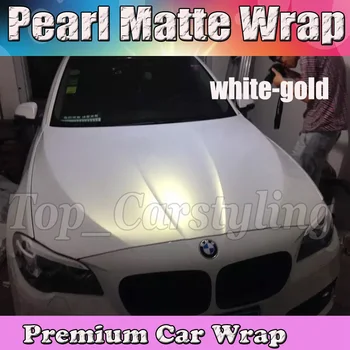 

Satin Pearl White to GOLD Car Wrap VINYL with Air Bubble Free matt satin car Covering foil PROTWRAPS 1.52x20m/Roll 5x67ft