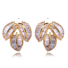 Взгляд Роскошные три листа Серьги AAA кубического циркония свадьба серьги аллергия свинец старинные ювелирные изделия