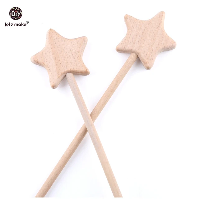 Let's Make Montessori Toys 2pc  Beech Wooden Star Fairy Bar Nursing Gifts Play Gym Rattle Calm Baby Emotions Product Gifts Toys 1