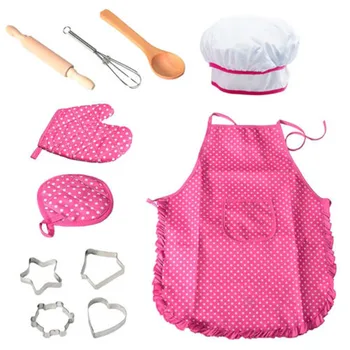 

11Pcs/Set Kitchen Toy Children Cooking Utensils Kitchen Supplies Set Chef Set For Kids Cooking Play Set With Apron Chef Hat