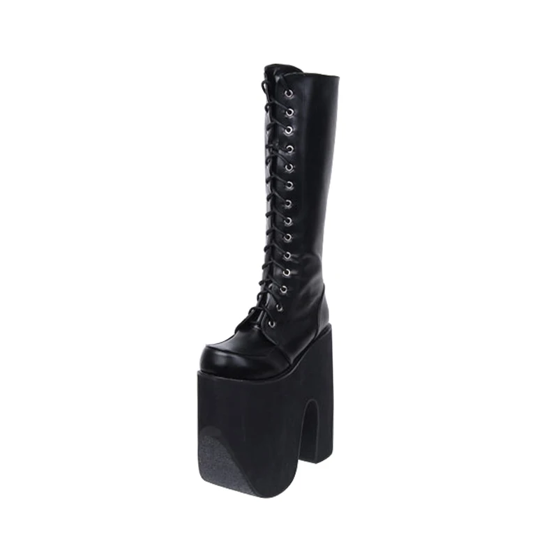Negro Bombas Angelical Alta Motocicleta Mujeres Tacón Mujer 20 Punk Botas Plataforma Zapatos Impresión Cm De Trifle Super Señora Lolita Mori Chica px6gnwqR4