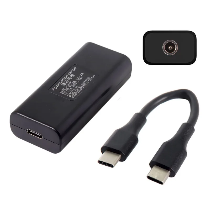 

DC 5.5*2.1mm Jack Input to Type-C Converter with Power Plug Charge Cable 45w for Macbook Laptop Phone