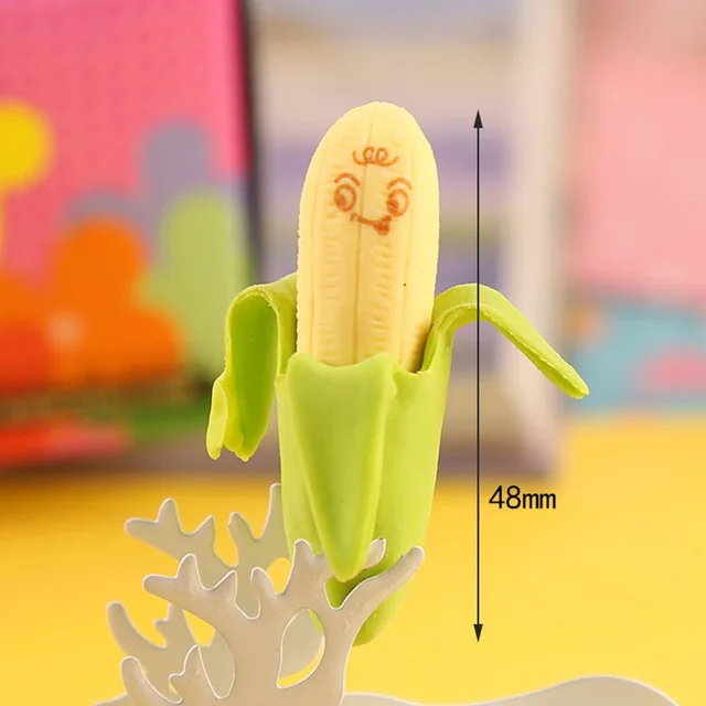 2017 new arrive super cute banana shape drawing toys eraser for kids cute different images