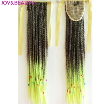 JOY& BEAUTY термостойкие чистые ручные плетеные синтетические волосы, женские заколки в конский хвост, 24 дюйма, Длинные - Цвет: Зеленый