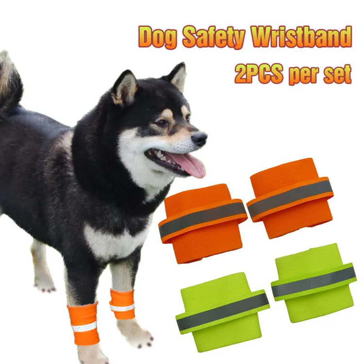 

2PCS Reflective Pet Dog Walking Safety Wristband Night Running Hiking Ankle Collar Accessories Ring Protection for Dogs 2 Colors
