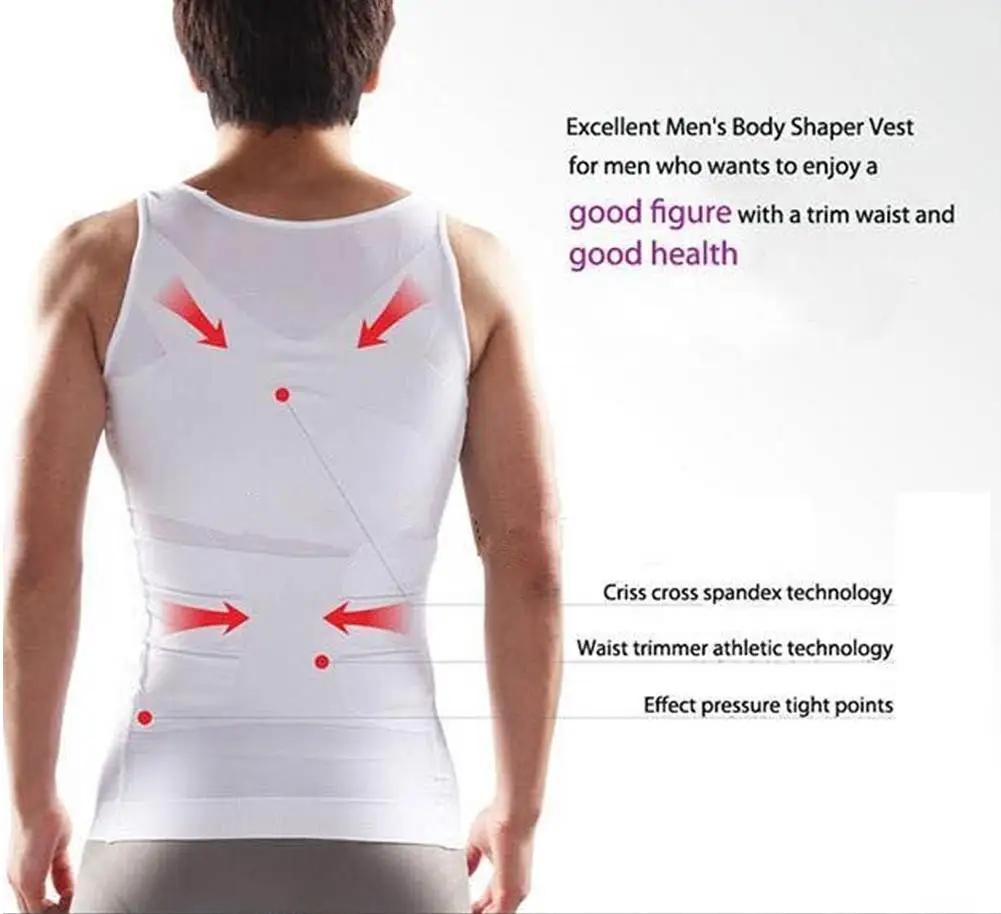 Men Tight Slimming Body Shapewear Vest Shirt Abs Abdomen Slim Tummy Belly Slim Underwear