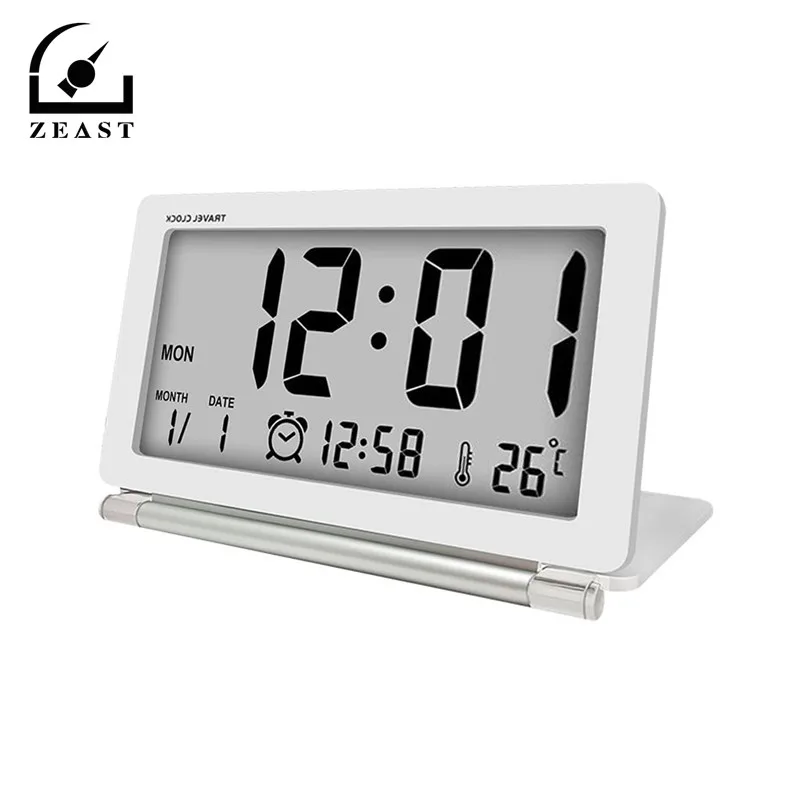 Electronic Travel Alarm Clock Multifunction Silent LCD Digital Large