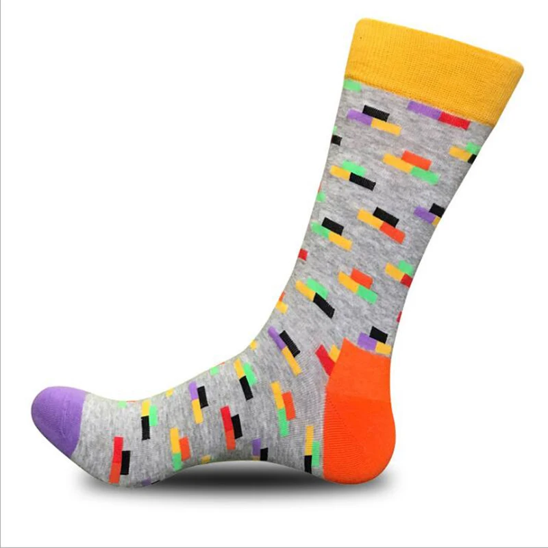 Morematch, 1 пара, трендовые мужские носки большого размера полосатые хлопковые носки с геометрическим рисунком, индивидуальные счастливые