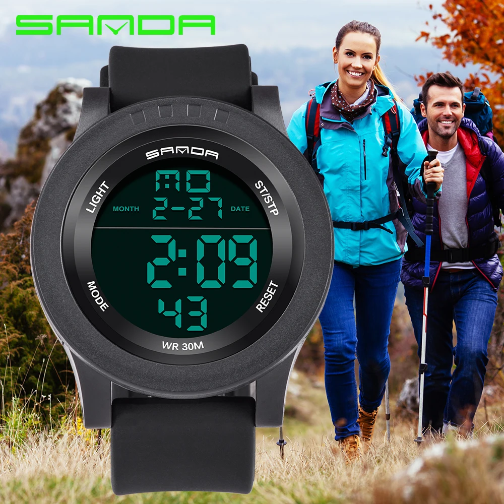 Мужские часы Sanda мужские спортивные цифровые светодиодные милитари