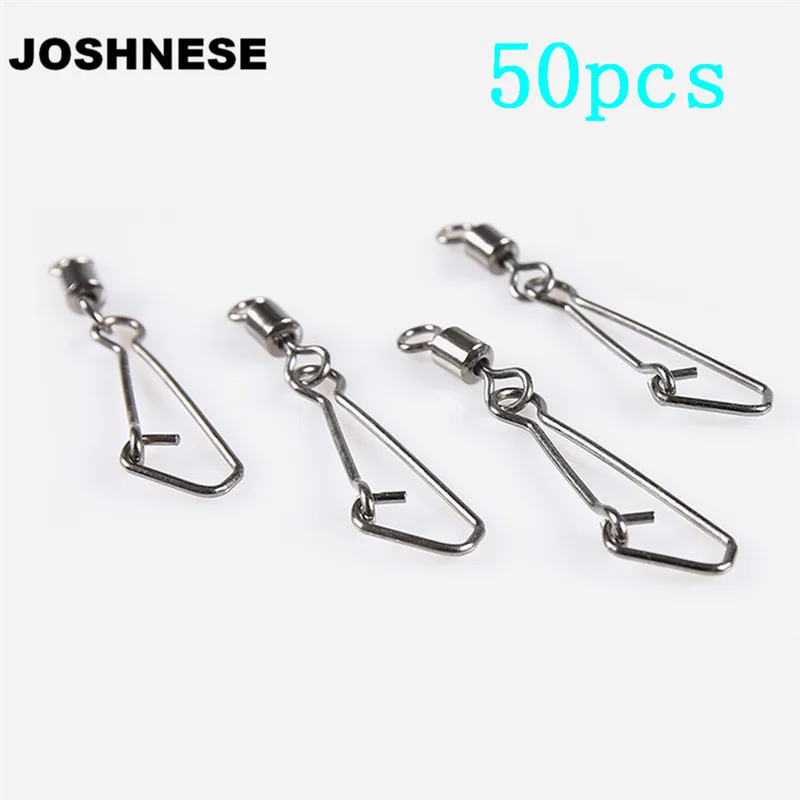 

50pcs Rolling Swivel Fishing With Nice Snap Fishing Swivels Stainless Steel Rolling Fishing Hook Connector Fishing Accessories