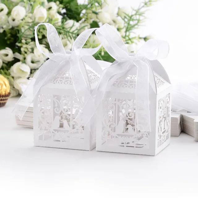 50pcs hollow cut mini bird cage diy candy cookie gift boxes with