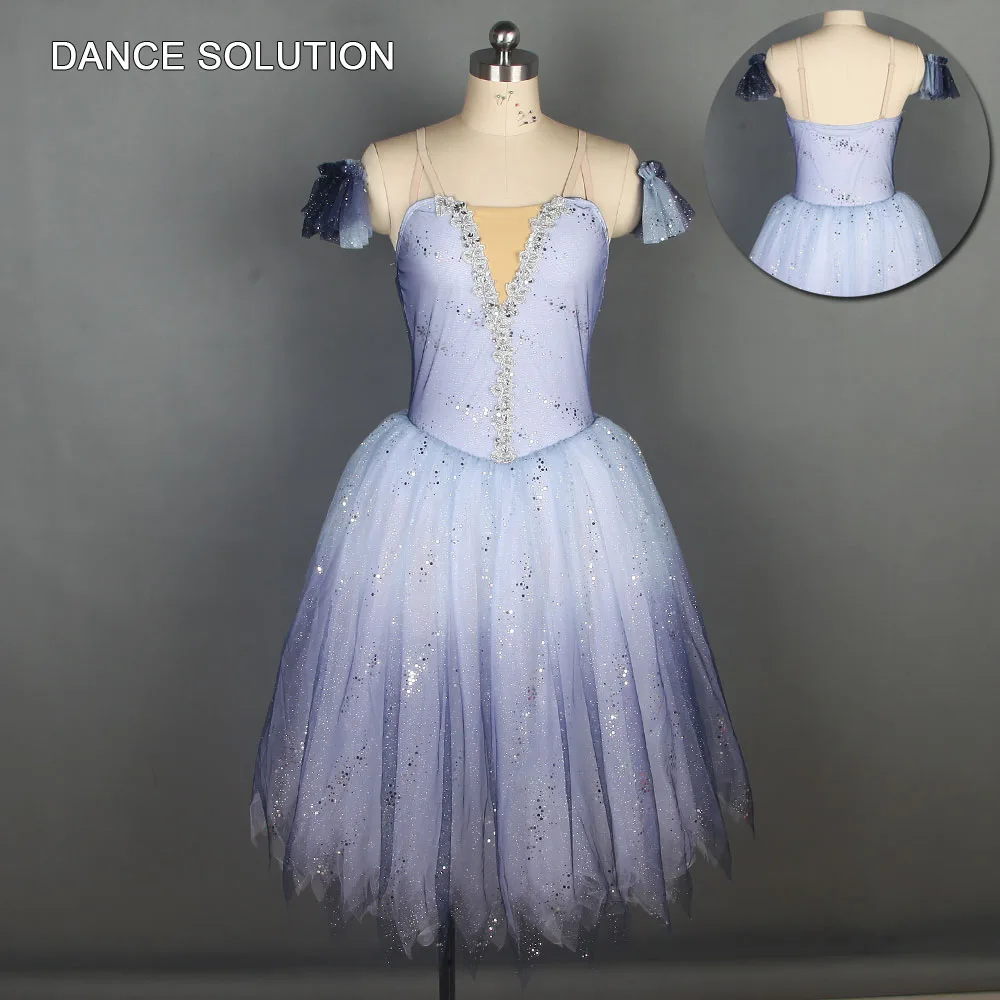 

19507 Grey Spandex Bodice with Long Romantic Tutu Ballet Costumes for Woman & Girl Ballerina Stage Solo Dress Ballet Dancewear