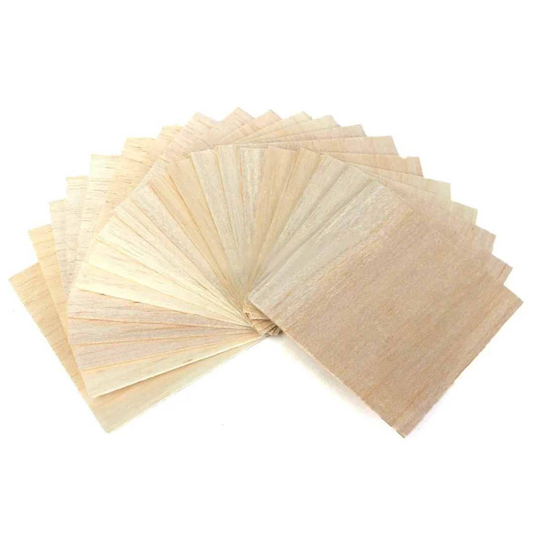20pcs Wooden Plate Model Balsa Wood Sheets for House Ship Aircraft 100x100x1mm DIY