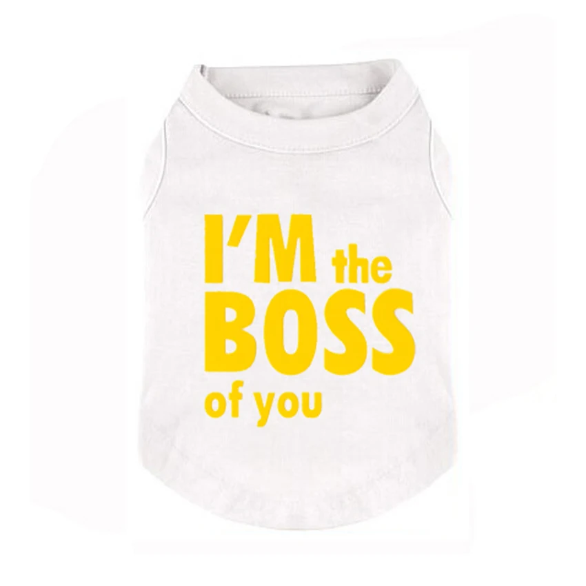 Футболки с принтом «I am the boss of you» для щенков, футболки, летняя одежда, футболки для маленьких и средних и больших размеров