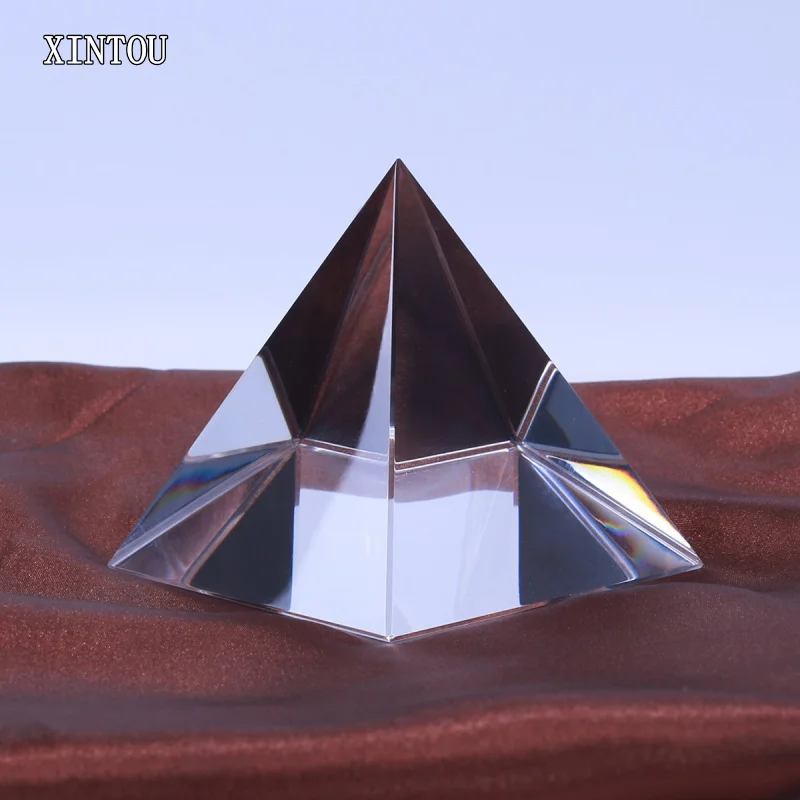 

XINTOU 5 cm Crystal Glass Pyramid Prism Paperweight Energy Healing Egypt Building Model Feng Shui Pyramids miniature Figurines
