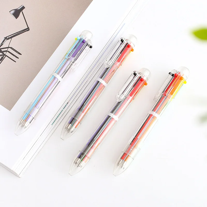 

20 PCs Korean Creative Stationery Cute Multicolor Ballpoint Pen Transparent Bar Multi-functional Press Color Ink Pen