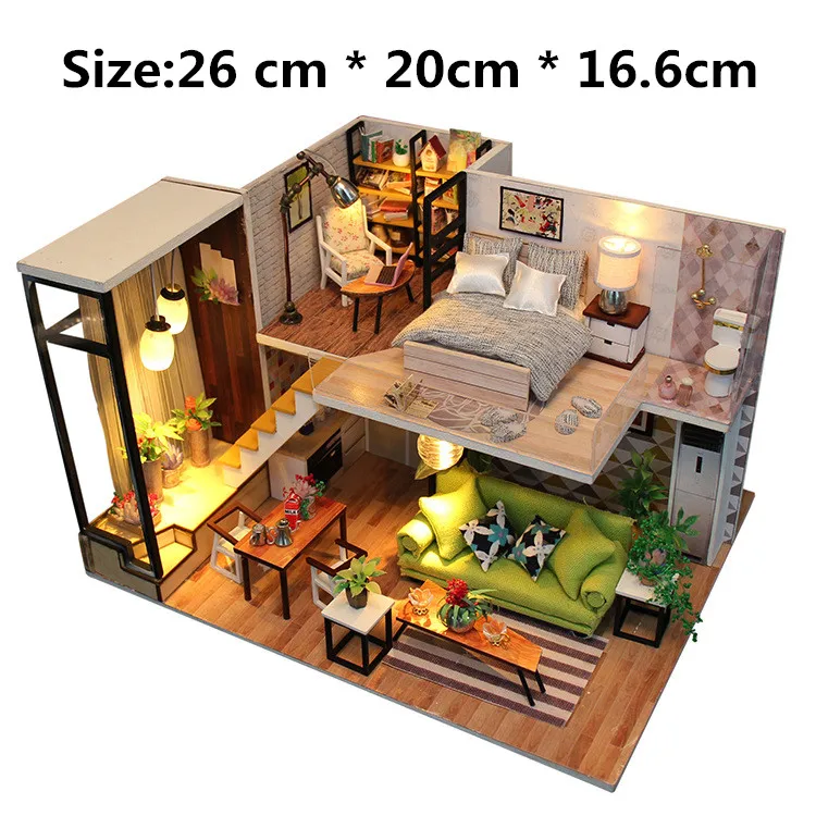 

DIY Wooden Doll House Model Nordic Mini Creative Dollhouses For LOL Dolls Assembled Furniture Building Blocks Toys Birthday Gift