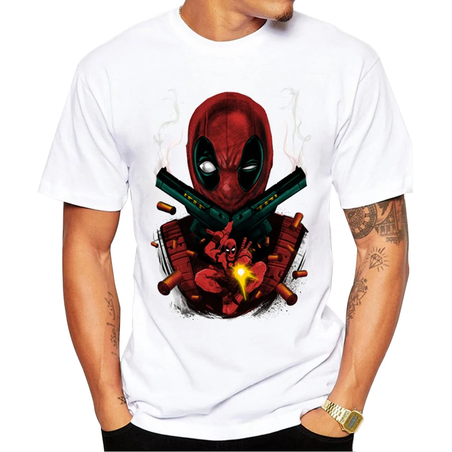 

2019 Newest Men's American Comic Badass Deadpool T shirt Fashion Merc with Quinn Printed T-Shirts Punk Street tops tee