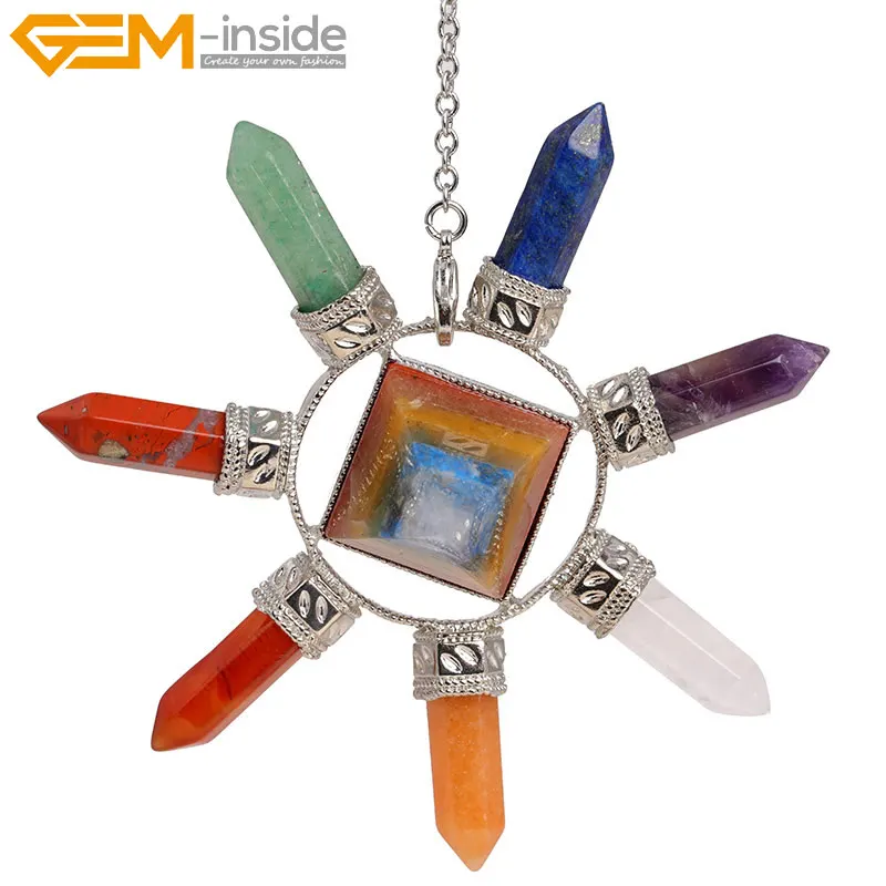 

Pyramid Rudder Natural Quartz Crystal Dowsing 7 Chakra Pendulum for Divination Real Stone Reiki Pendant for Women Energy Healing