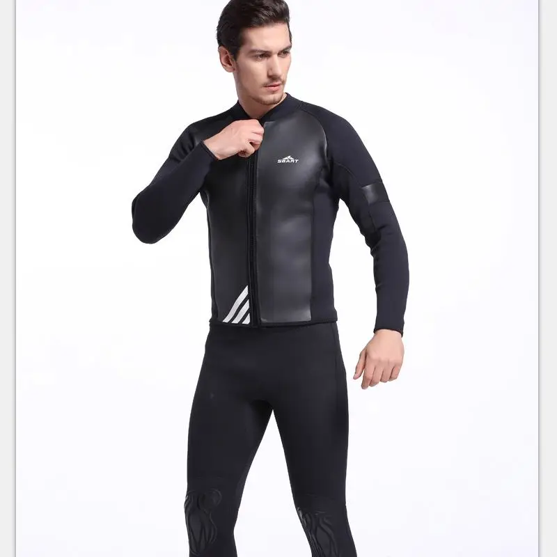 

Men Plus Size Diving Wetsuit Keep Warm 2mm Neoprene Two Pieces Full Suit Blind Stitching Jumpsuit Surfing Suit Wet Suits Black