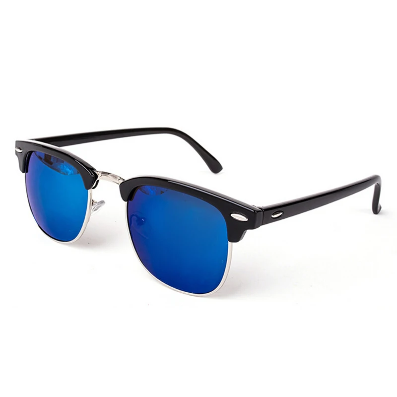 Модные солнцезащитные очки с полуоправой для ногтей, мужские и женские брендовые дизайнерские очки, Классические солнцезащитные очки с полуоправой, модные солнцезащитные очки Gafas Oculos De Sol - Цвет линз: 6 Bright black blue