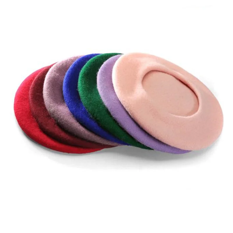 Hot Sell 2017 Cheap Fashion New Women Wool Solid Color Beret Female Bonnet Caps Winter All Matched Warm Walking Hat Cap 20 Color|fashion beret|beret