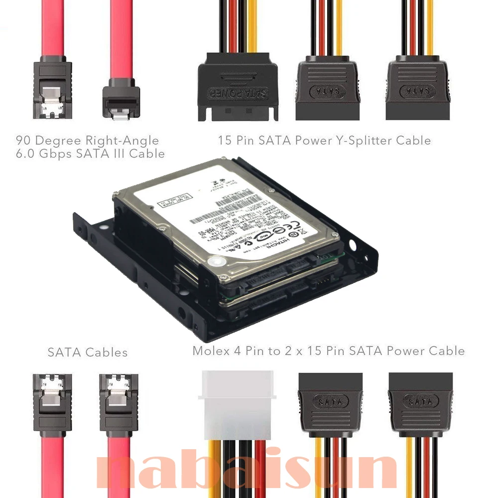 Монтажный комплект для внутреннего жесткого диска 2 шт. 5 дюйма SSD на 3 (кабели