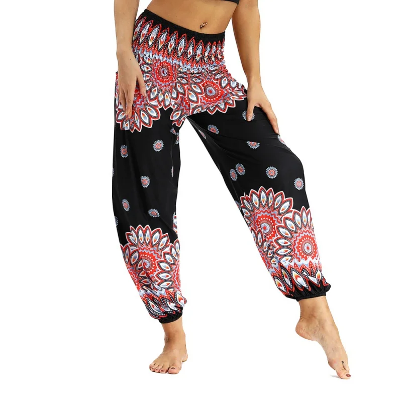 

Autumn Women Sexy High Waist Bohemia Style Stretch Waist Yoga Pants Wide Leg Pants Plus Size Yoga Pants