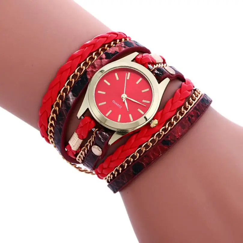 

NEW 2018 Hot fashion creative Watches Women high quality Bohemian Style Fashion Weave Leather Bracelet Lady Womans Wrist Watch