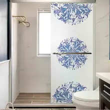 Пользовательские размеры синие и белые оконные наклейки ванная комната статическое стекло балкон пленка «замороженное стекло» Непрозрачный солнцезащитный крем