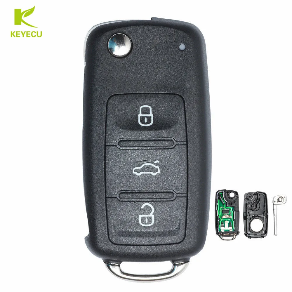Флип накопитель KEYECU с 3 кнопками 434 МГц ID48 5K0 837 202 AJ для Volkswagen Beetle Golf Jetta Polo Passat Tiguan
