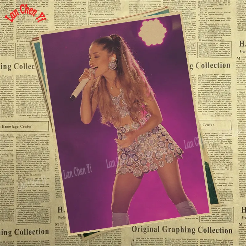 Ariana grande Pop Music Girl Star Kraft Paper Poster Wall Pictures For Living Room Home Decoration Decor